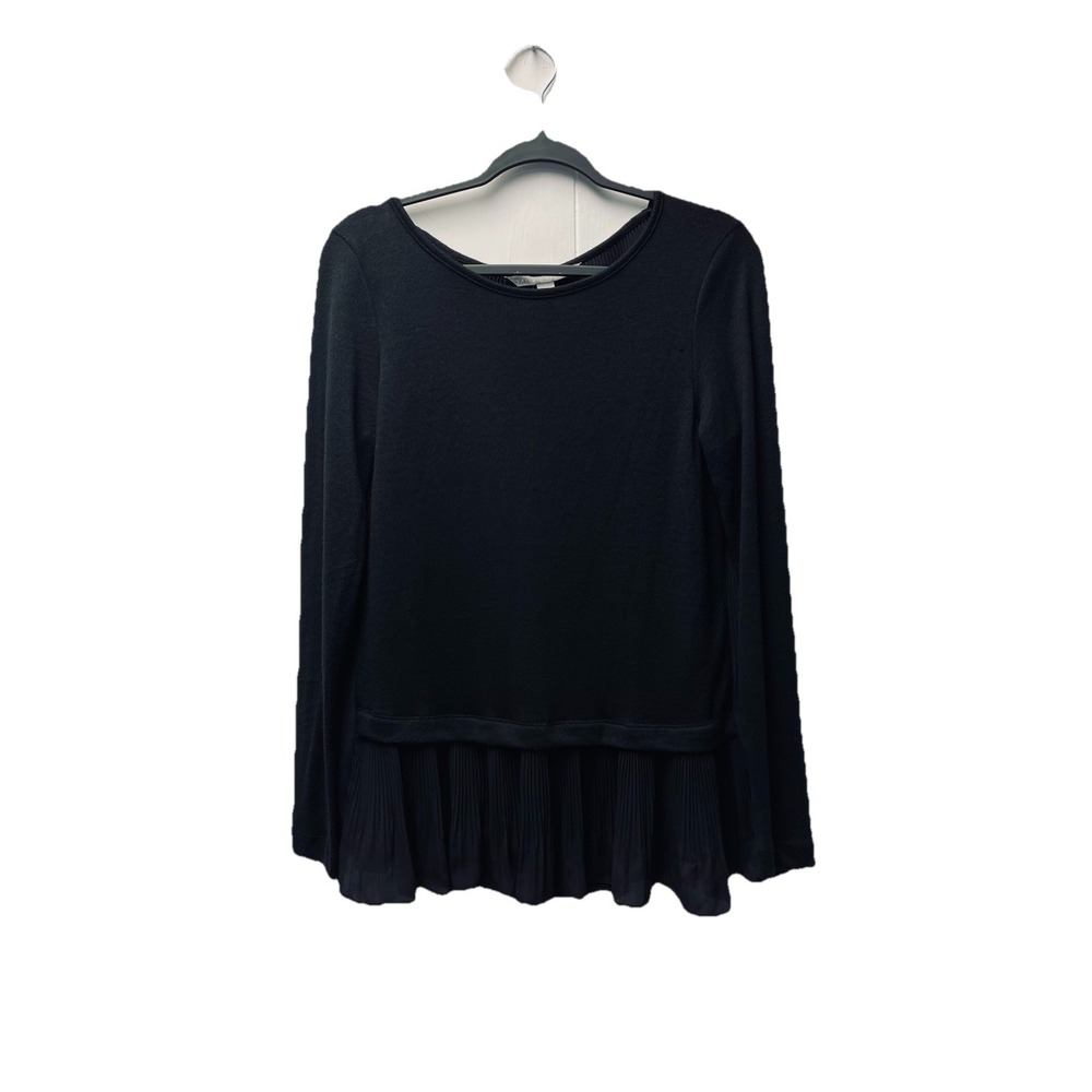 Valerie Stevens S Black Tunic Chiffon Sweater Pleated Y2K Holiday Romantic Boho